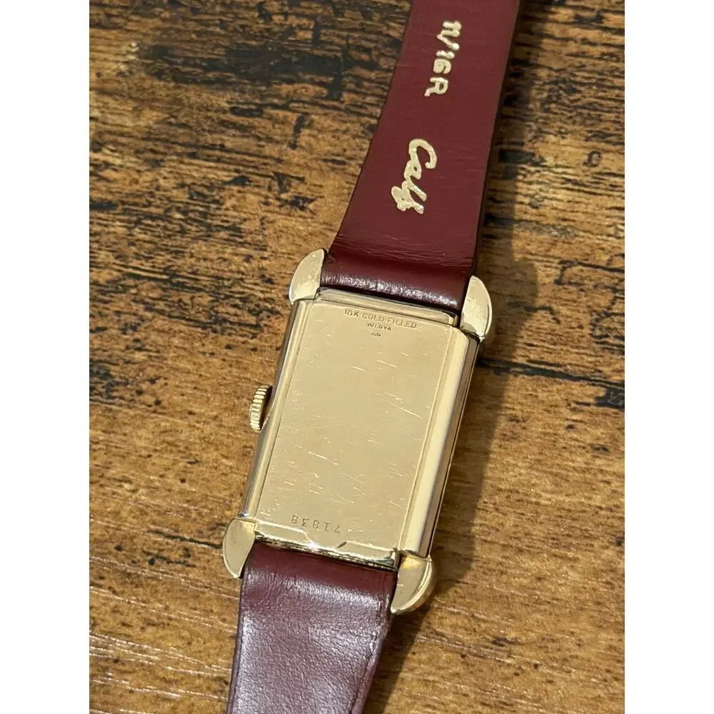 Bulova Excellency 10K Gold Filled Rectangular Manual Wind Watch Sub Seconds